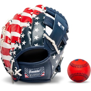 image:imageFranklin Sports Kids Baseball Gloves  RTP Youth Teeball Glove  Ball Set  Boys  Girls Teeball Mitt  95RedWhiteBlue
