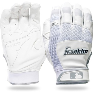 image:imageFranklin Sports MLB Baseball Batting Gloves  ShokSorb X Batting Gloves for Baseball  Softball  Adult  Youth Padded NonSting Batting Glove Pairs  Multiple Colors  SizesWhiteChrome