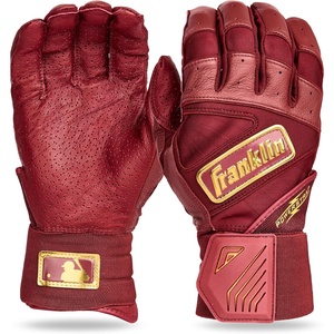 image:imageFranklin Sports MLB Batting Gloves  Infinite Powerstrap Baseball  Softball Long Cuff Batting Gloves  Adult  YouthBurgundyGold
