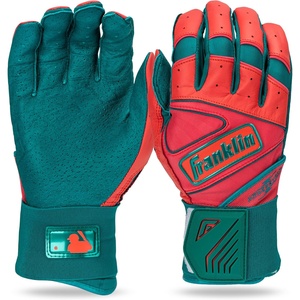 image:imageFranklin Sports MLB Batting Gloves  Infinite Powerstrap Baseball  Softball Long Cuff Batting Gloves  Adult  YouthTealCoral
