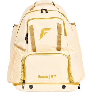 image:imageFranklin Sports MLB Gameday Baseball  Softball Backpack  Adult Youth Equipment  Bat Bag  Stores Batting Gloves Helmet Cleats  More  Waterproof Premium BatpackVanillaGold