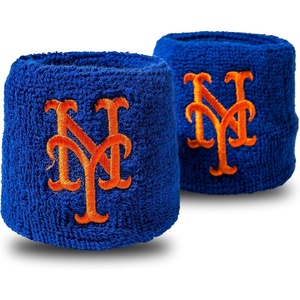 image:imageFranklin Sports MLB Team Licensed Baseball Wristbands  MLB Team Logo Sweat Wristbands  Great for Costumes  Uniforms  PairNew York Mets