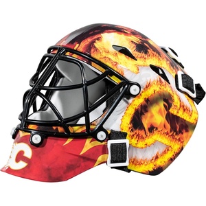 image:imageFranklin Sports NHL Team Logo Mini Hockey Goalie Mask with Case  Collectible Goalie Mask with Official NHL Logos and ColorsCalgary Flames