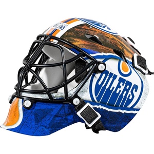 image:imageFranklin Sports NHL Team Logo Mini Hockey Goalie Mask with Case  Collectible Goalie Mask with Official NHL Logos and ColorsEdmonton Oilers