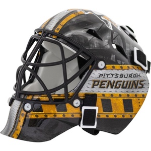 image:imageFranklin Sports NHL Team Logo Mini Hockey Goalie Mask with Case  Collectible Goalie Mask with Official NHL Logos and ColorsPittsburgh Penquins
