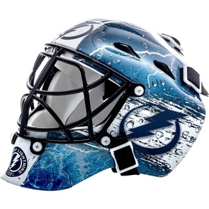 image:imageFranklin Sports NHL Team Logo Mini Hockey Goalie Mask with Case  Collectible Goalie Mask with Official NHL Logos and ColorsTampa Bay Lightning