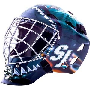 image:imageFranklin Sports Team Licensed NHL Hockey Goalie Face Mask  Goalie Mask for Kids Street Hockey  Youth NHL Team Street Hockey MasksSan Jose Sharks