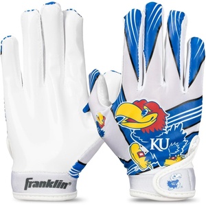 image:imageFranklin Sports Youth NCAA Football Receiver Gloves  Receiver Gloves for Kids  NCAA Team Logos and Silicone Palm  Youth Pair  Great for Games amp CostumesKansas Jayhawks