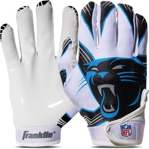 image:imageFranklin Sports Youth NFL Football Receiver Gloves  Kids Football Gloves Pair  NFL Team Logos and Silicone PalmCarolina Panthers