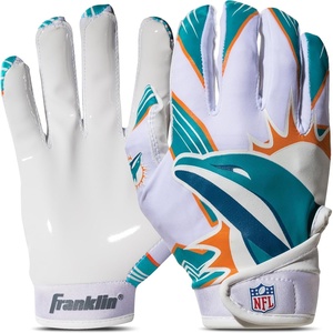 image:imageFranklin Sports Youth NFL Football Receiver Gloves  Kids Football Gloves Pair  NFL Team Logos and Silicone PalmMiami Dolphins