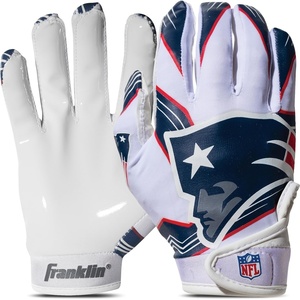 image:imageFranklin Sports Youth NFL Football Receiver Gloves  Kids Football Gloves Pair  NFL Team Logos and Silicone PalmNew England Patriots