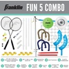 image:imageFranklin Sports Fun 5 Combo Outdoor Game Set  Backyard Beach  Camping Games for Kids  Badminton Volleyball Flip Toss Flying Disc  Horseshoes or Ring TossBlue Combo Set
