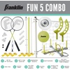 image:imageFranklin Sports Fun 5 Combo Outdoor Game Set  Backyard Beach  Camping Games for Kids  Badminton Volleyball Flip Toss Flying Disc  Horseshoes or Ring TossYellow Combo Set