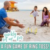 image:imageFranklin Sports Fun 5 Combo Outdoor Game Set  Backyard Beach  Camping Games for Kids  Badminton Volleyball Flip Toss Flying Disc  Horseshoes or Ring TossYellow Combo Set
