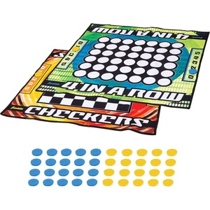 image:imageFranklin Sports Checkers and Four in A Row Mat Game  Addictive Family Fun  Soft Play Mat for Kids of All Ages  Comes with 42 Plastic Pucks