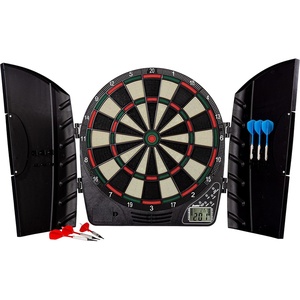 image:imageFranklin Sports Electronic Dart Board Sets  Soft Tip Electric Dartboard with Digital Scoreboard  6 Darts IncludedDartboard w Cabinet