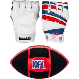 image:imageFranklin Sports NFL Kids Football  Receiver Glove Set  NFL Sticky Fingers Easy Catch Junior Football  Gloves  Youth Foam Football with SelfStick Cover  Includes 1 Football  2 Gloves