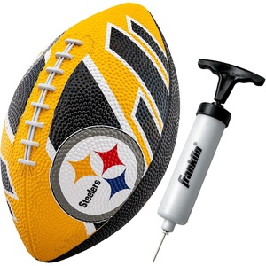image:imageFranklin Sports NFL Team Footballs  Rubber Youth Mini Balls for All Teams  Kids 85 Football  Air Pump Sets  Official NFL LicensedPittsburgh Steelers
