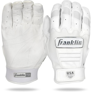 image:imageFranklin Sports USA Softball Womens Batting Gloves Fastpitch  Slowpitch Girls Gloves  Adult  Youth PairsWhiteChrome