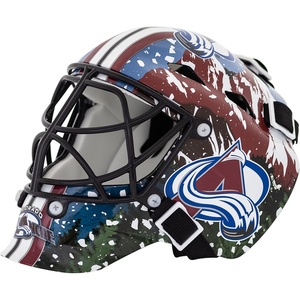 image:imageFranklin Sports NHL Team Logo Mini Hockey Goalie Mask with Case  Collectible Goalie Mask with Official NHL Logos and ColorsColorado Avalanche