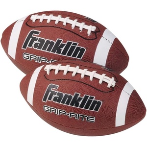 image:imageFranklin Sports Youth Football  1000 Junior Kids Football  Synthetic Leather Youth Junior Ball for Kids  Outdoor AllWeather Construction  Extra Grip  Brown  White Pack of 2